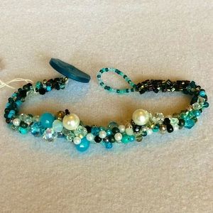 FINAL SALE PRICE CL Designs Crocheted Bracelet in Blue/Black/White